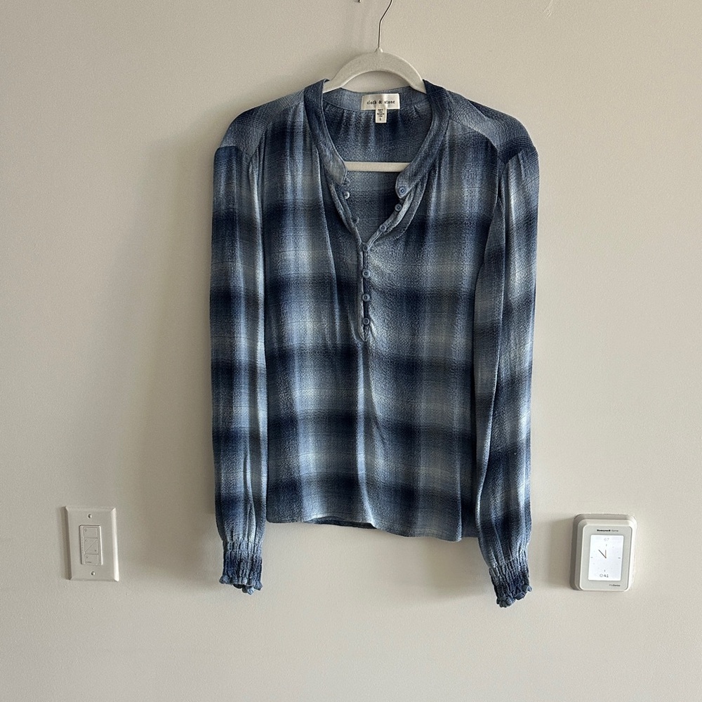 Cloth & Stone Indigo Checkered Top